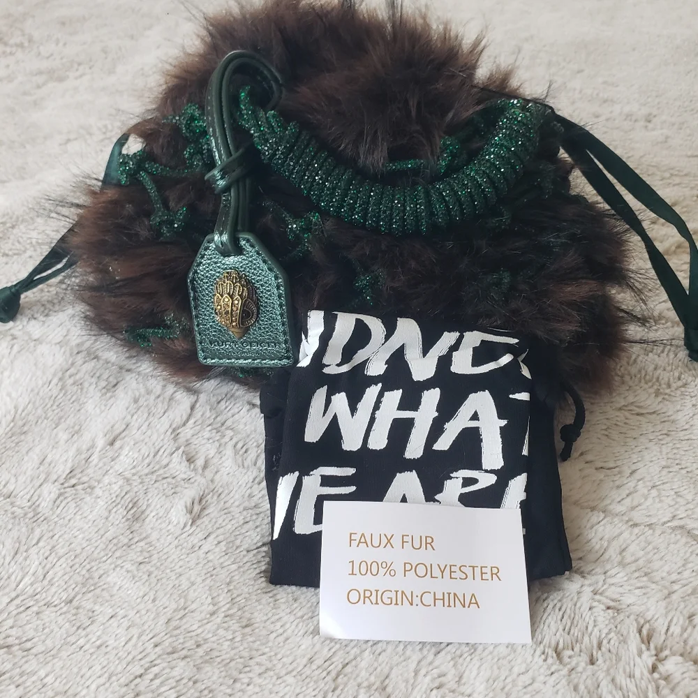 Kurt Geiger Green and Brown Fur Handbag - Picture 11 of 11